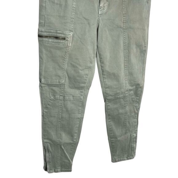 Anthropologie Jefferson Moto Cargo Pants Womens Sz 32 14 Green Ankle Zip Stretch - Picture 12 of 15
